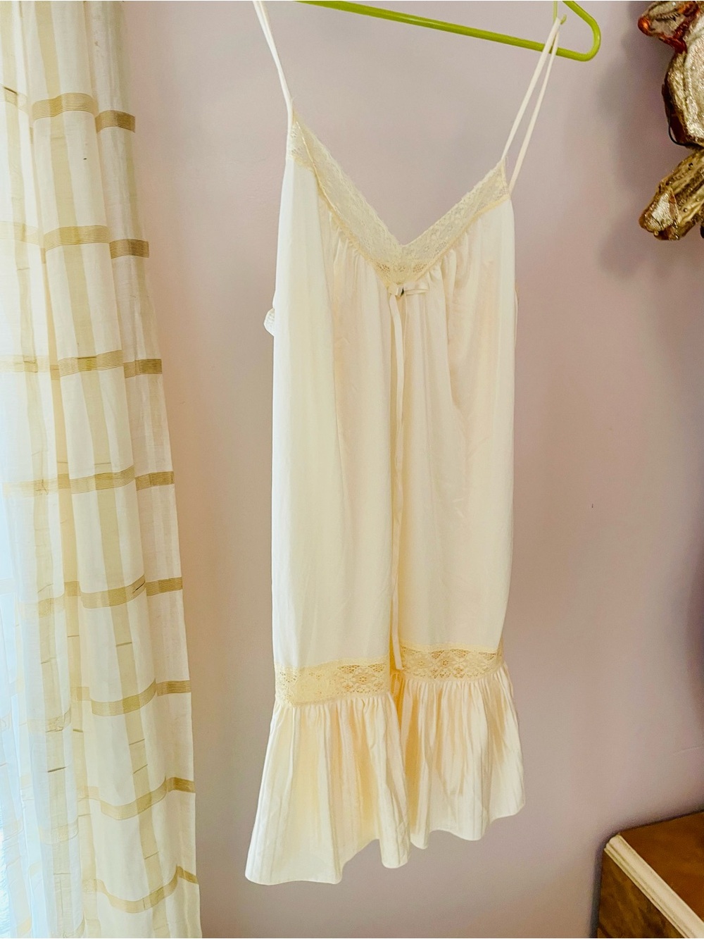 Cream Lace-Trim Slip Chemise